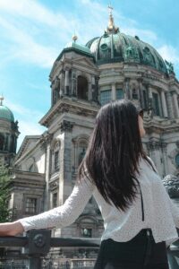 woman, model, church, berlin