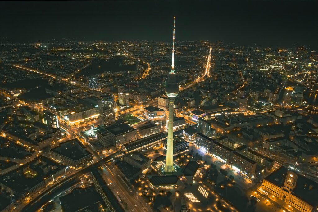 a tall tower in a city